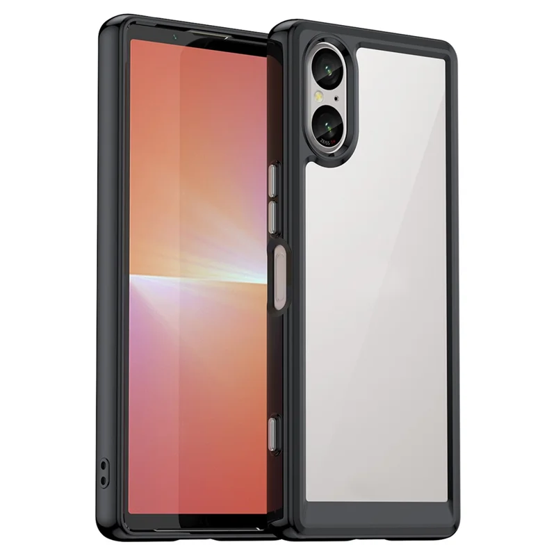 For Sony Xperia 5 V Case TPU+Acrylic Mobile Phone Back Protector Cover - Black