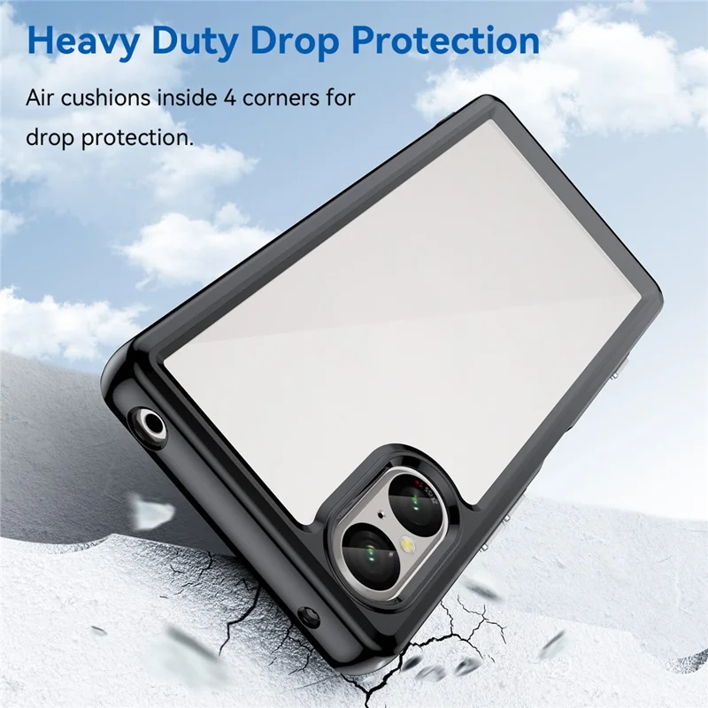 For Sony Xperia 5 V Case TPU+Acrylic Mobile Phone Back Protector Cover - Black