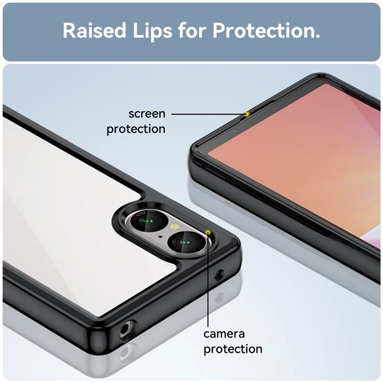 For Sony Xperia 5 V Case TPU+Acrylic Mobile Phone Back Protector Cover - Black