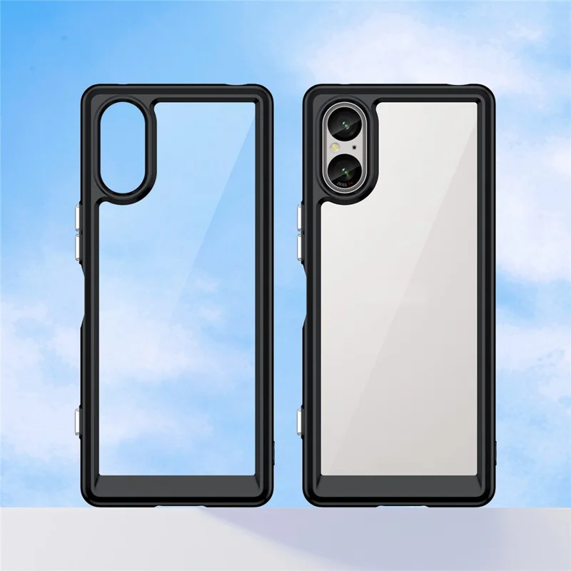 For Sony Xperia 5 V Case TPU+Acrylic Mobile Phone Back Protector Cover - Black