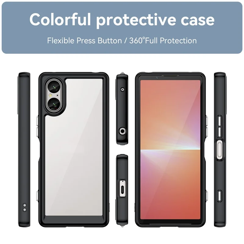 For Sony Xperia 5 V Case TPU+Acrylic Mobile Phone Back Protector Cover - Black
