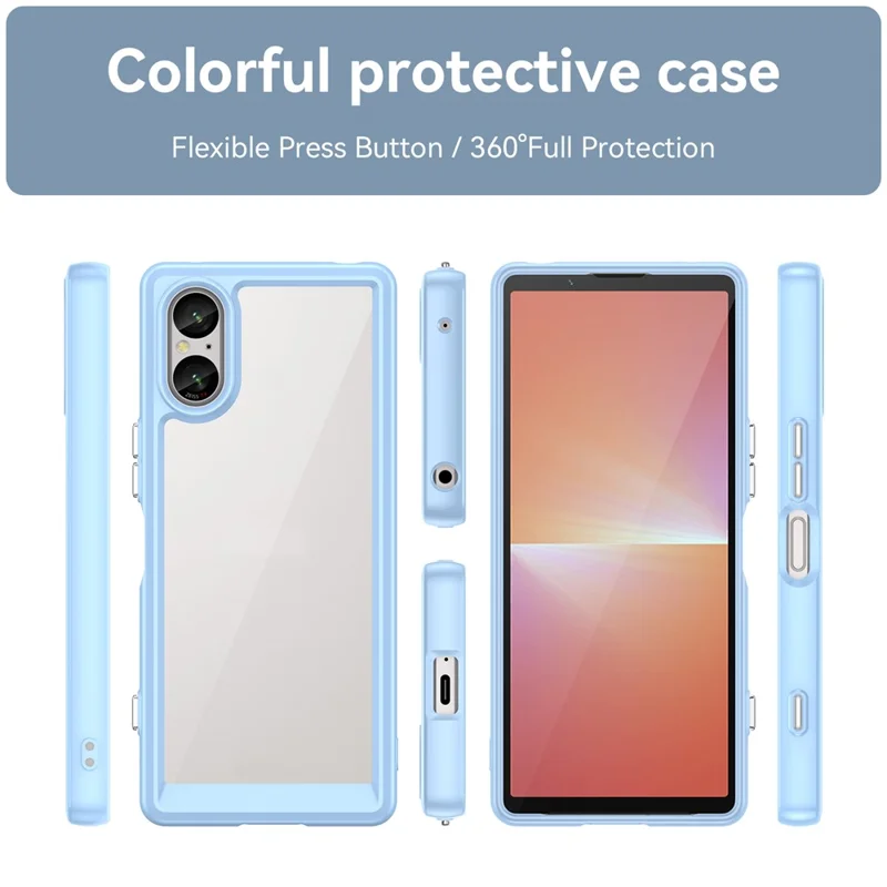 For Sony Xperia 5 V Case TPU+Acryl Mobiltelefon Bagdæksel - Blå