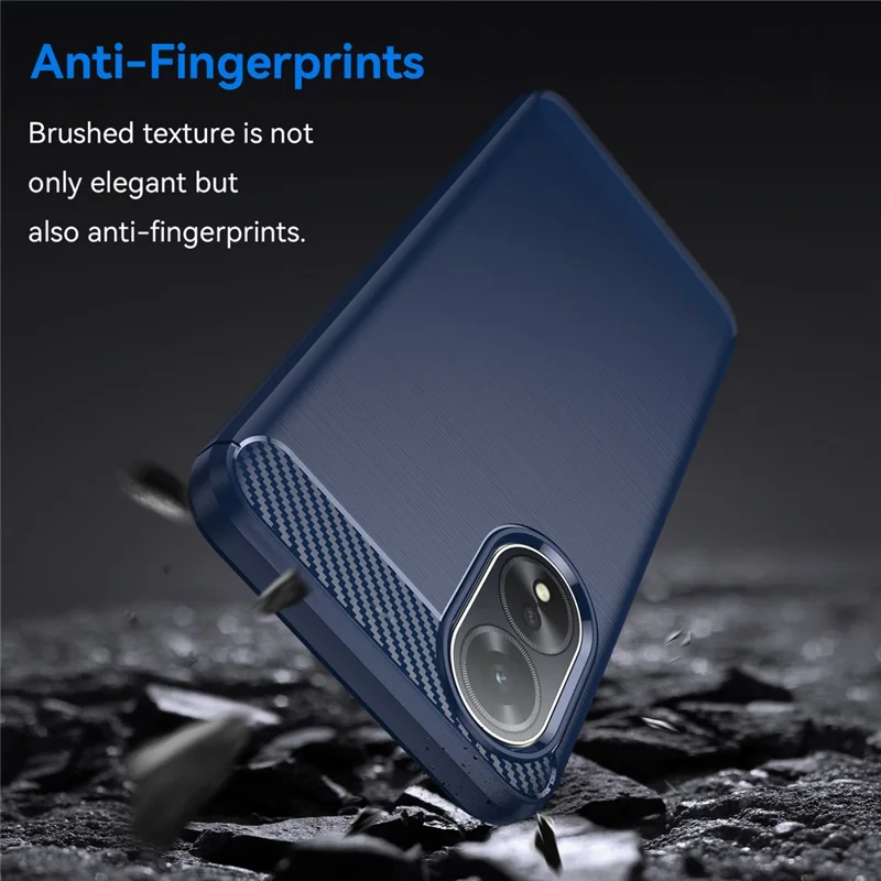 Pour Oppo A38 4G Étui Flexible TPU Housse de Téléphone Texture en Fibre de Carbone Brossée - Bleu