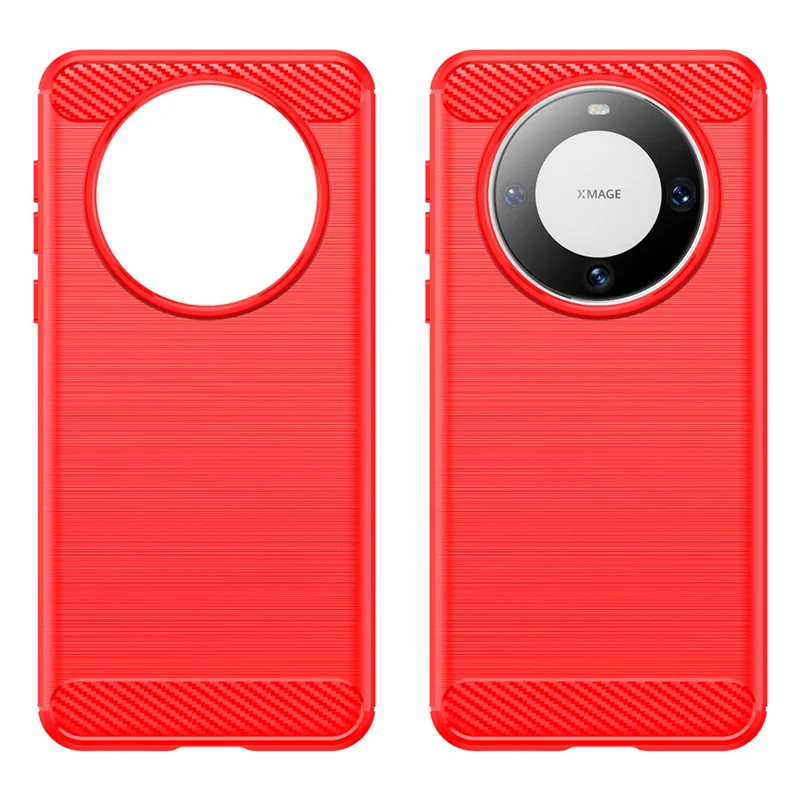 For Huawei Mate 60 Pro Case Slim Carbon Fiber Texture Brushed Phone Back Cover - Red