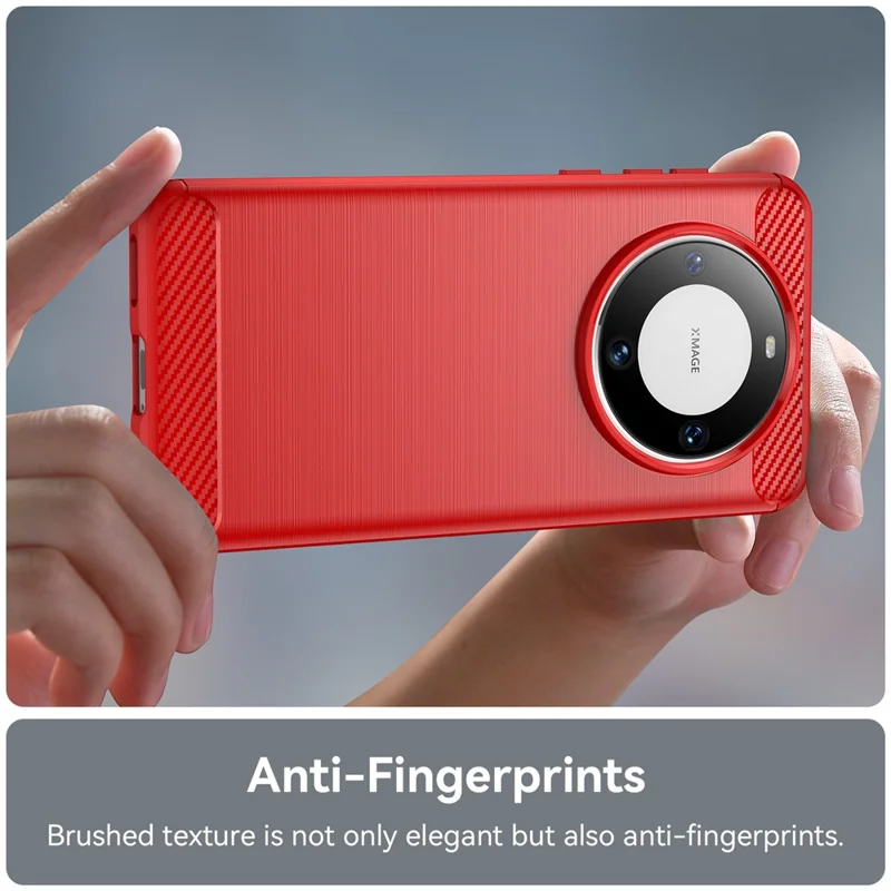 For Huawei Mate 60 Pro Case Slim Carbon Fiber Texture Brushed Phone Back Cover - Red