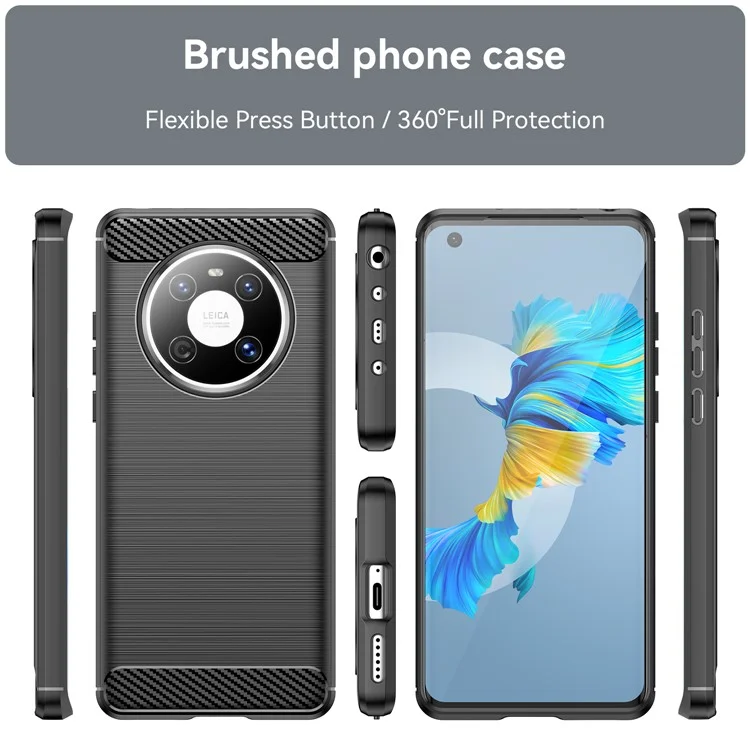 Pour Huawei Mate 40E / Mate 40 Étui Slim-Fit Texture Fibre de Carbone Housse de Téléphone TPU - Noir