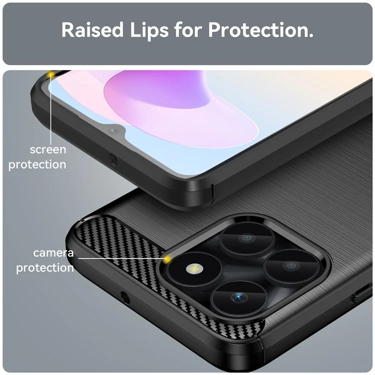 For Honor X6a 4G Case Dustproof Brushed Soft TPU Mobile Phone Cover - Preto