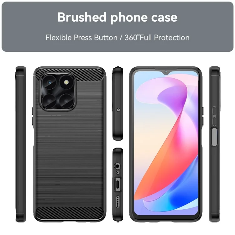 For Honor X6a 4G Case Dustproof Brushed Soft TPU Mobile Phone Cover - Preto