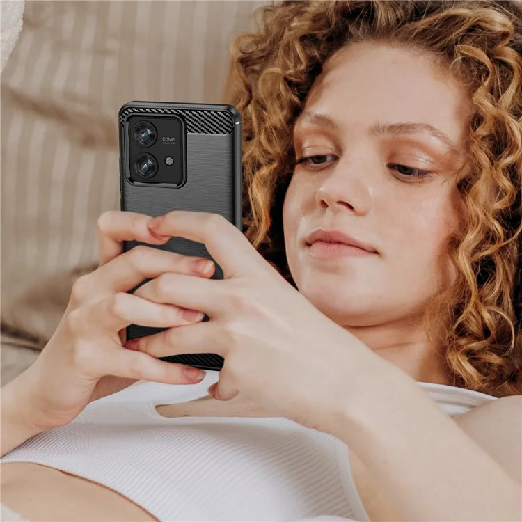 TPU-Handy-Schale für Motorola Edge 40 Neo 5G-Gehäuse, Kohlefaser-Textur, Abdeckung - Schwarz