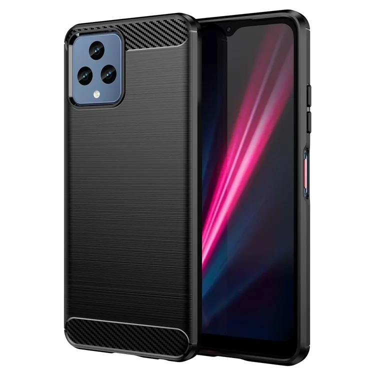 Per T-Mobile T Phone 5G / REVVL 6 5G / REVVL 6x 5G Case Soft TPU Carbon Fiber Texture Phone Cover - Nero