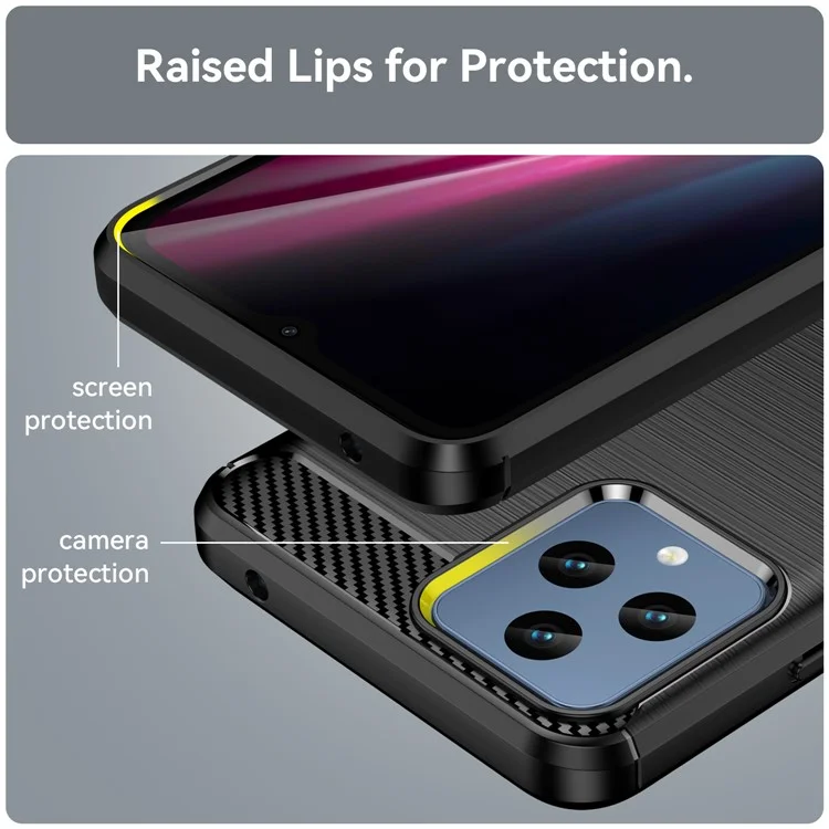 Per T-Mobile T Phone 5G / REVVL 6 5G / REVVL 6x 5G Case Soft TPU Carbon Fiber Texture Phone Cover - Nero