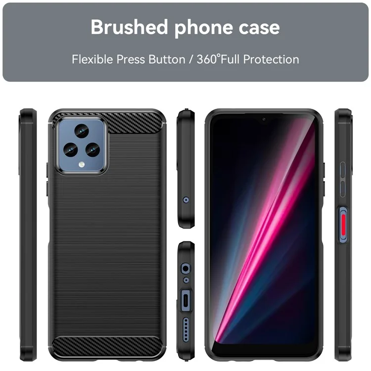 Per T-Mobile T Phone 5G / REVVL 6 5G / REVVL 6x 5G Case Soft TPU Carbon Fiber Texture Phone Cover - Nero