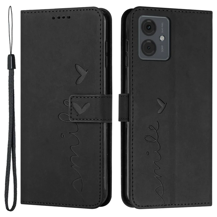Para Motorola Moto G14 4G Caso PU Leather Wallet Stand Anti-drop Cover Skin-touch Feeling Shell - Preto