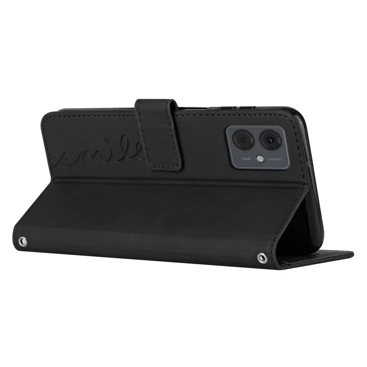 Para Motorola Moto G14 4G Caso PU Leather Wallet Stand Anti-drop Cover Skin-touch Feeling Shell - Preto