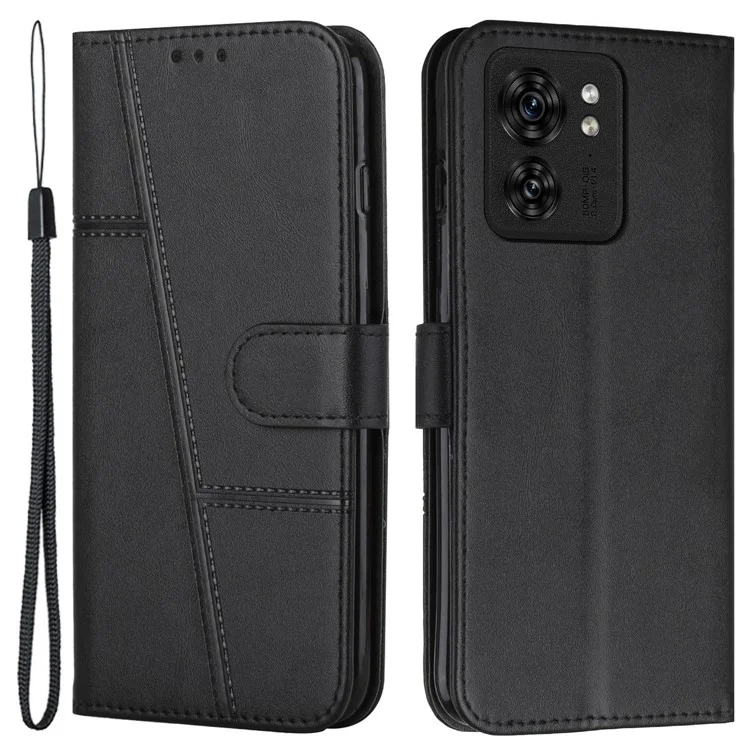 Pour Motorola Edge 40 5G Étui Slim-Fit en cuir PU Housse de téléphone debout - Noir