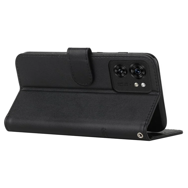 Pour Motorola Edge 40 5G Étui Slim-Fit en cuir PU Housse de téléphone debout - Noir
