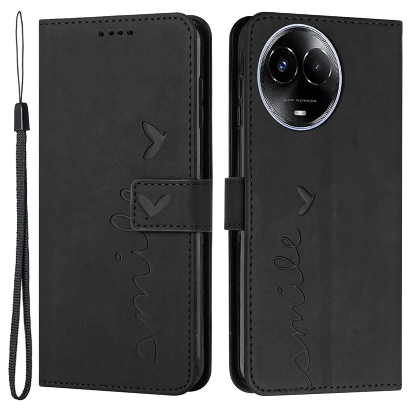 For Realme 11 5G (Global) / Realme 11x 5G Case Stand PU Leather Wallet Phone Cover - Black