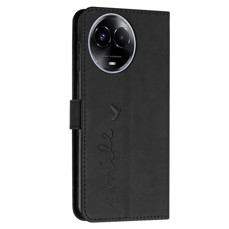 For Realme 11 5G (Global) / Realme 11x 5G Case Stand PU Leather Wallet Phone Cover - Black