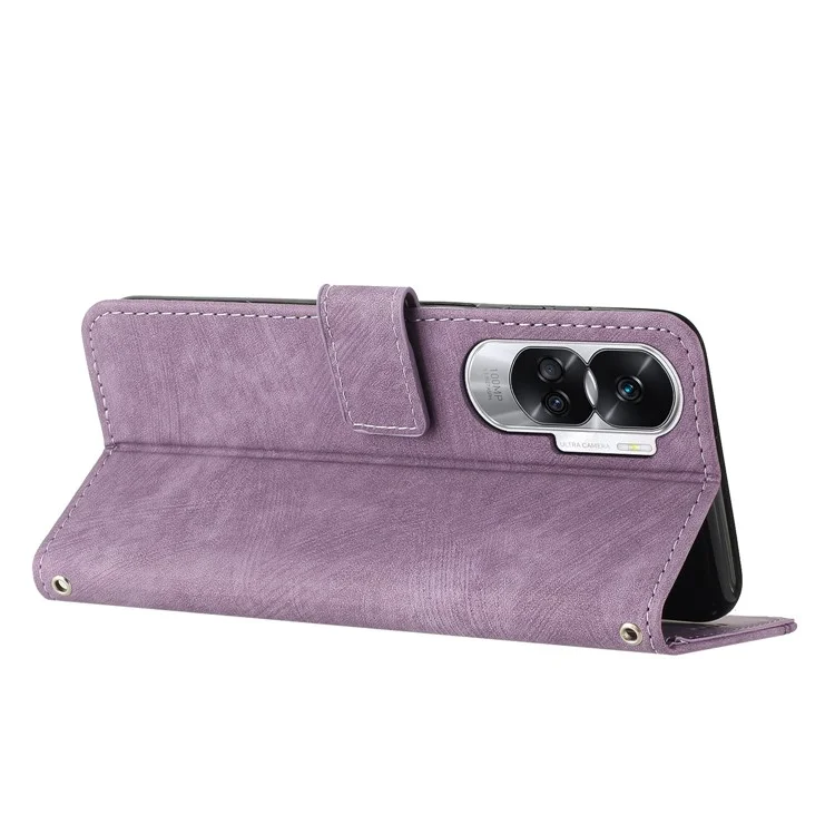 For Honor 90 Lite 5G / X50i 5G Custodia Wallet in Pelle con Cinturino per Spalla - Viola