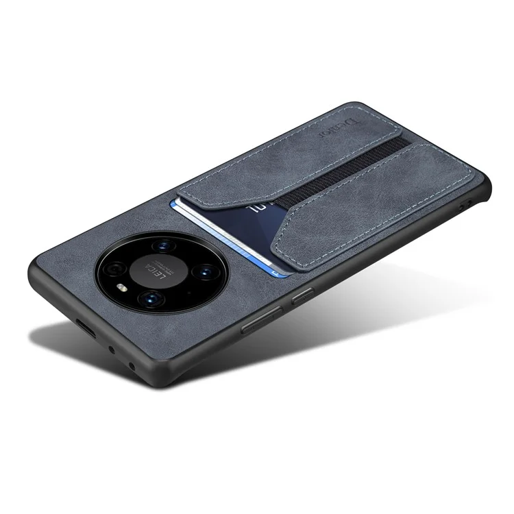 DENIOR Für Huawei Mate 60 Pro / 60 Pro+ Hülle Elastischer Kartenhalter PU-Leder beschichtetes TPU+PC Telefonabdeckung - Grau