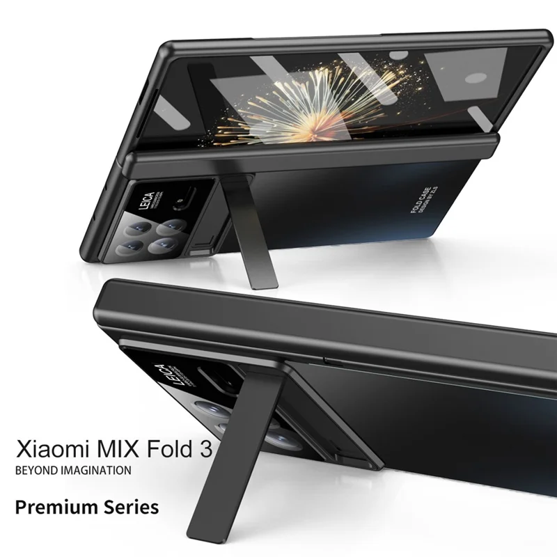 Para Xiaomi Mix Fold 3 5G Capa Suporte PC Eletrochapado Capa de Telefone com Película de Tela + Película de Lente - Prata