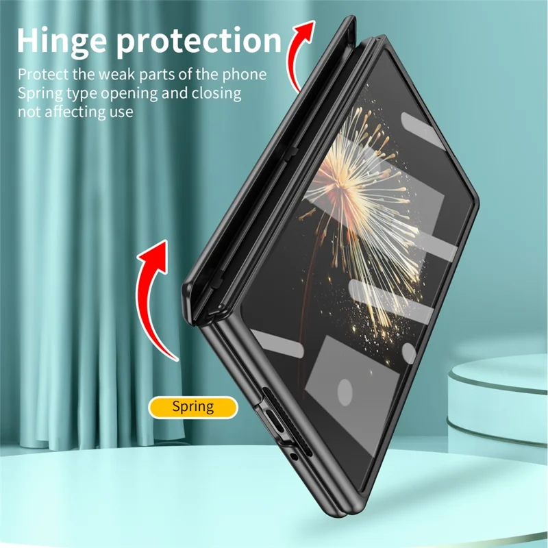 Para Xiaomi Mix Fold 3 5G Capa Suporte PC Eletroplating Capa de Telefone com Película de Tela + Película de Lente - Ciano