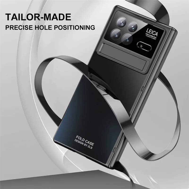 Para Xiaomi Mix Fold 3 5G Capa Suporte PC Eletroplating Capa de Telefone com Película de Tela + Película de Lente - Ciano