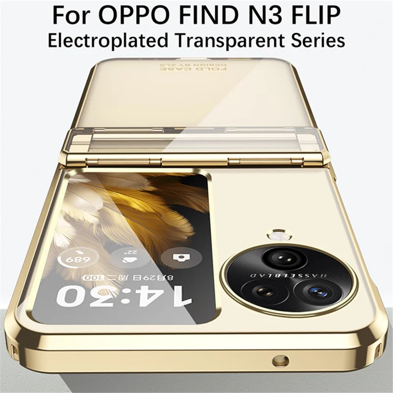 For Oppo Find N3 Flip 5G Case Hard PC Electroplating Clear Phone Cover - Silver