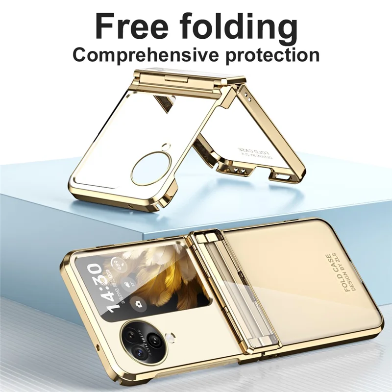 For Oppo Find N3 Flip 5G Case Hard PC Electroplating Clear Phone Cover - Silver