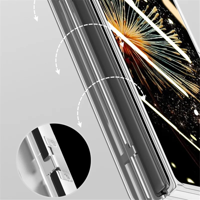 For Xiaomi Mix Fold 3 5G Case Clear PC Kickstand Phone Cover with Anti-Spy Screen Protector - Black