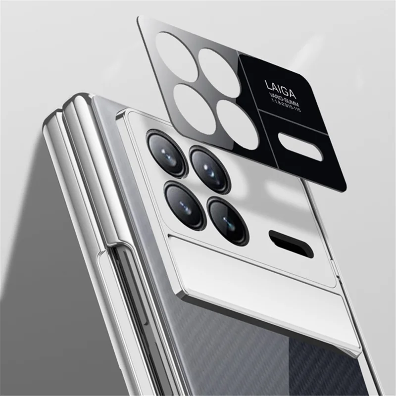 For Xiaomi Mix Fold 3 5G Case Clear PC Kickstand Phone Cover with Anti-Spy Screen Protector - Black