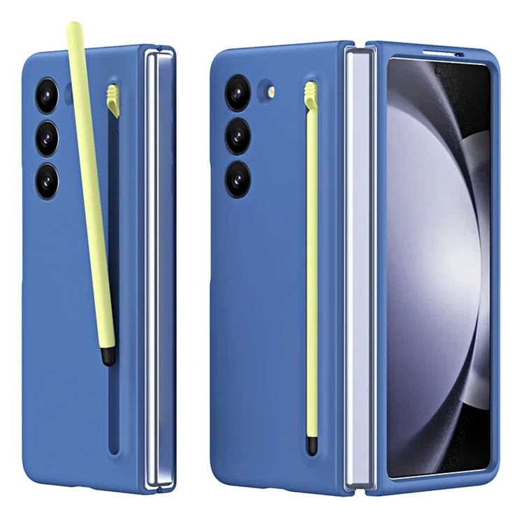 For Samsung Galaxy Z Fold5 5G Case Rubberized PC Phone Cover with Stylus Pen - Sky Blue