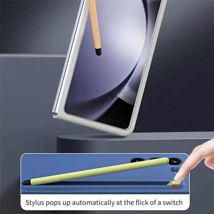 For Samsung Galaxy Z Fold5 5G Case Rubberized PC Phone Cover with Stylus Pen - Sky Blue