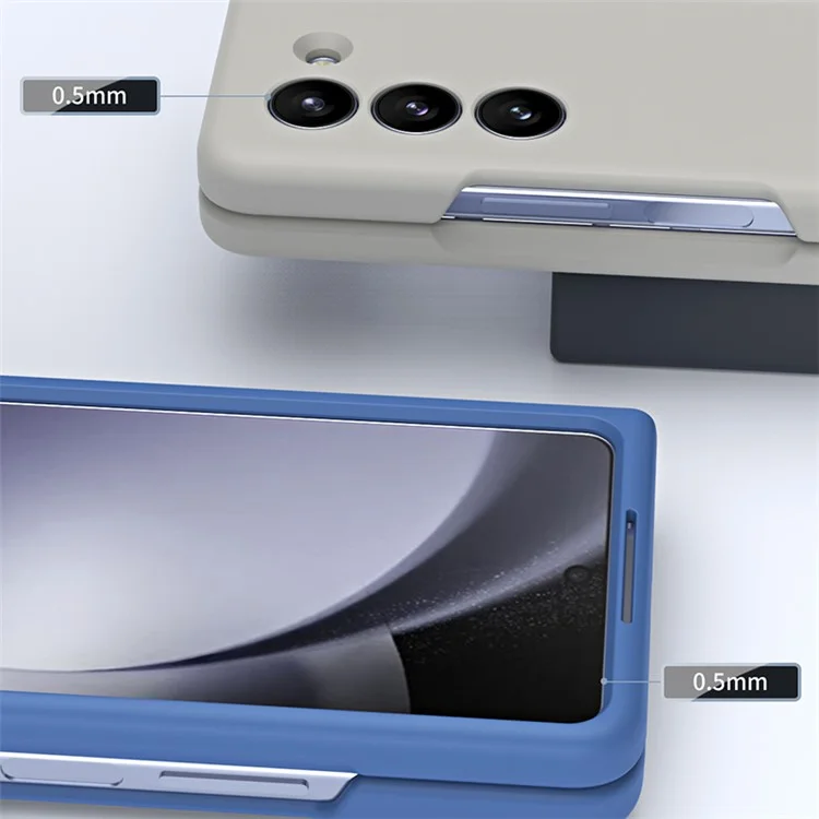 For Samsung Galaxy Z Fold5 5G Case Rubberized PC Phone Cover with Stylus Pen - Sky Blue