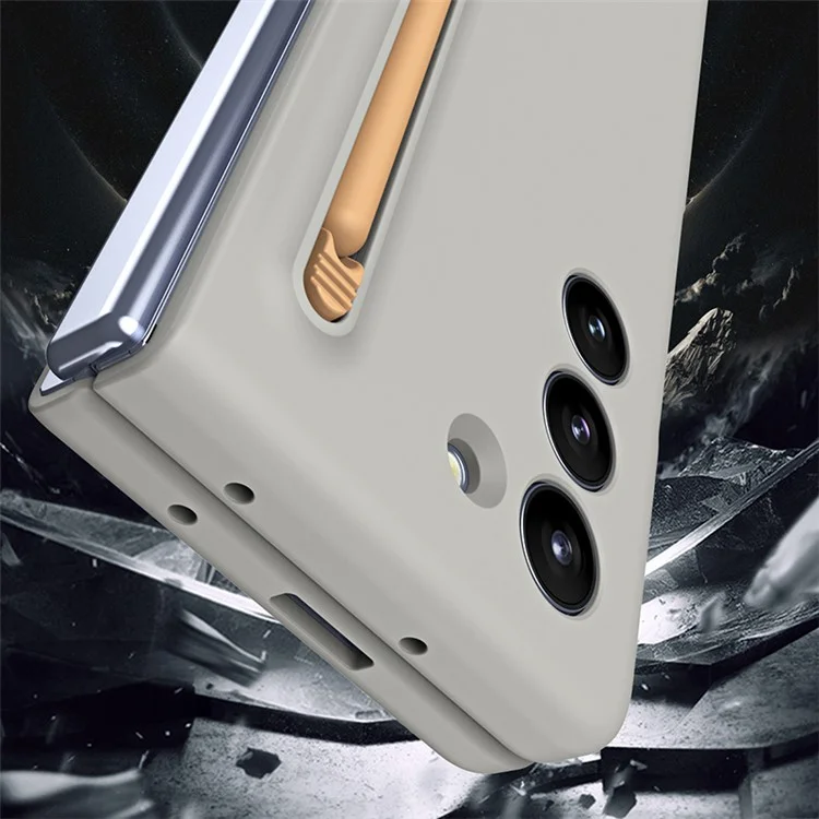 For Samsung Galaxy Z Fold5 5G Case Rubberized PC Phone Cover with Stylus Pen - Sky Blue