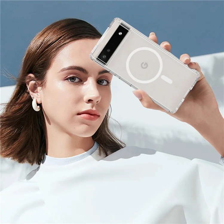 Funda transparente magnética para Google Pixel 6a, compatible con MagSafe
