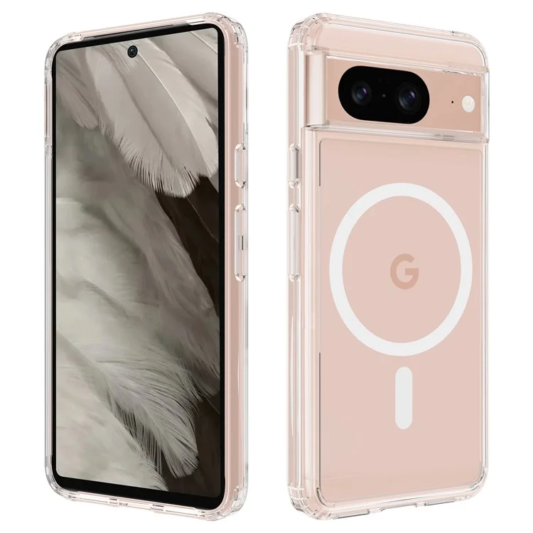 For Google Pixel 8 Magnetic Case Transparent Phone Cover Compatible with MagSafe