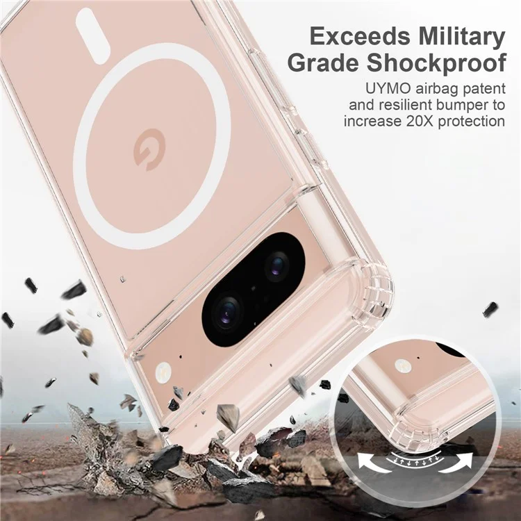 For Google Pixel 8 Magnetic Case Transparent Phone Cover Compatible with MagSafe