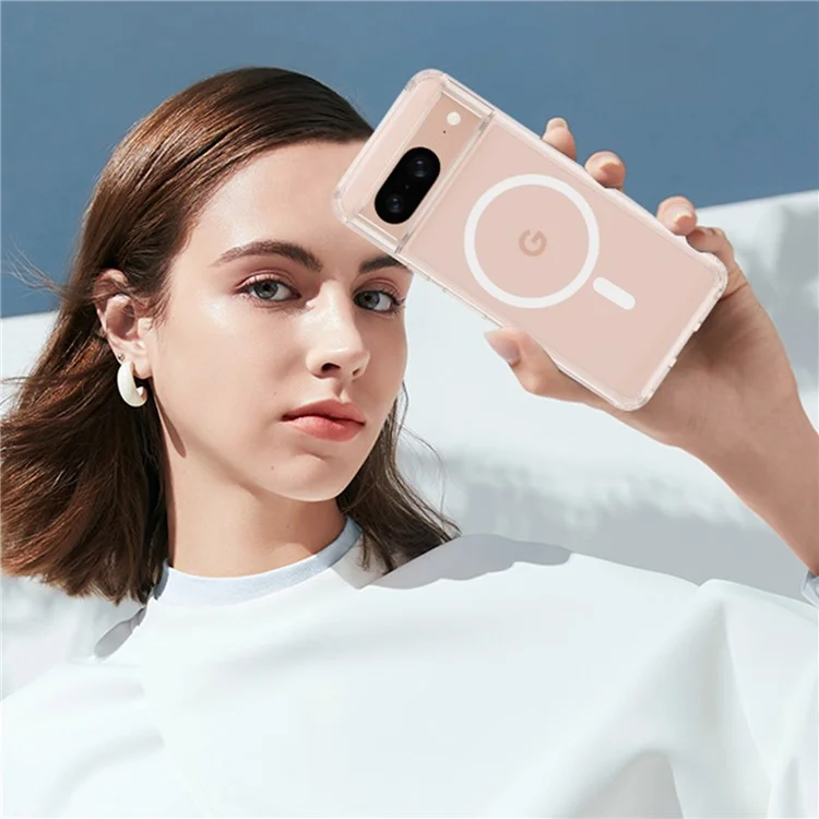 For Google Pixel 8 Magnetic Case Transparent Phone Cover Compatible with MagSafe