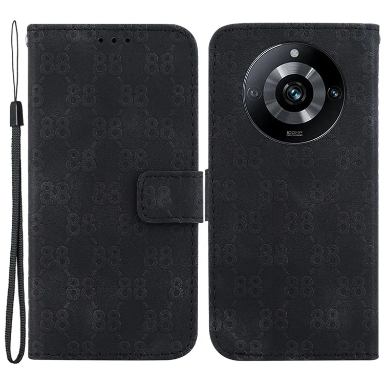 Per Realme 11 Pro 5G / 11 Pro+ 5G / Narzo 60 Pro 5G Custodia in pelle PU Double 8-Shape Cover per telefono - Nero