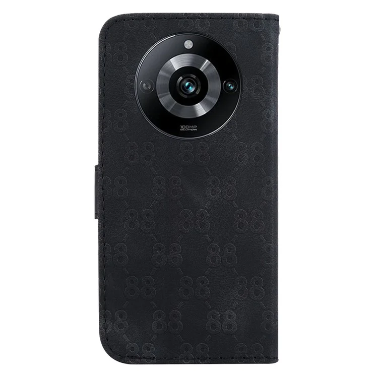 Per Realme 11 Pro 5G / 11 Pro+ 5G / Narzo 60 Pro 5G Custodia in pelle PU Double 8-Shape Cover per telefono - Nero