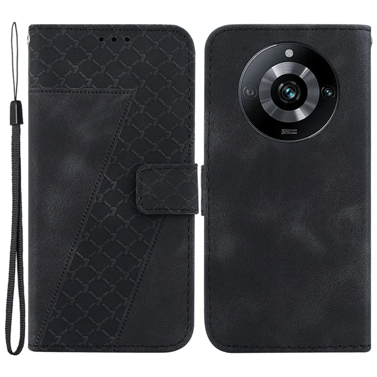 Para Realme 11 Pro 5G / 11 Pro+ 5G / Narzo 60 Pro 5G Funda Cuero PU Funda Teléfono Impreso en Forma de 7 - Negro