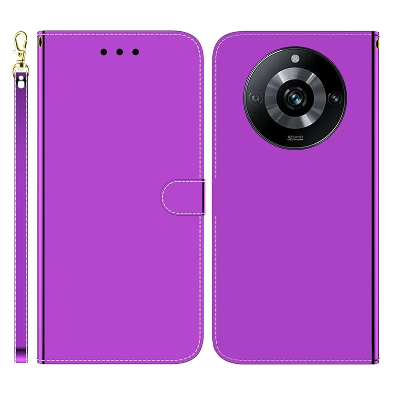 For Realme 11 Pro 5G / 11 Pro+ 5G / Narzo 60 Pro 5G Case PU Leather Mirror-Like Surface Phone Cover - Purple