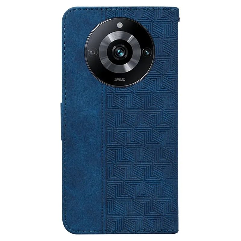 Phone Cover for Realme 11 Pro 5G / 11 Pro+ 5G / Narzo 60 Pro 5G Case Geometry Imprinted Leather Shell - Blue