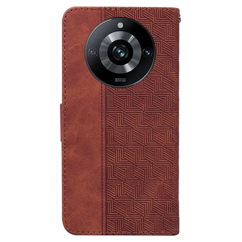 Phone Cover for Realme 11 Pro 5G / 11 Pro+ 5G / Narzo 60 Pro 5G Case Geometry Imprinted Leather Shell - Brown