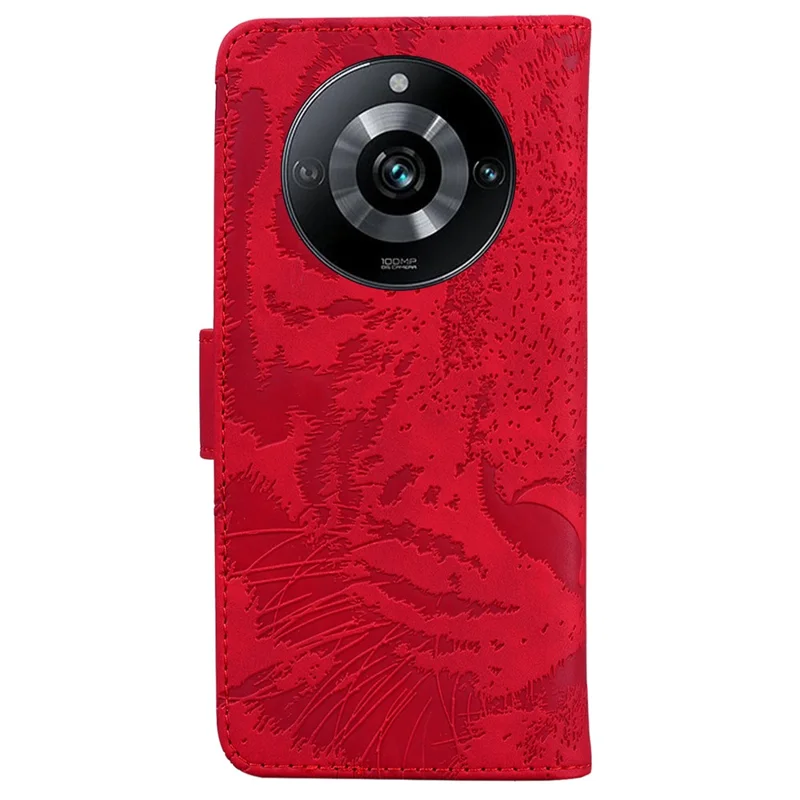 For Realme 11 Pro 5G / 11 Pro+ 5G / Narzo 60 Pro 5G Case PU Leather Tiger Imprinted Phone Cover - Red