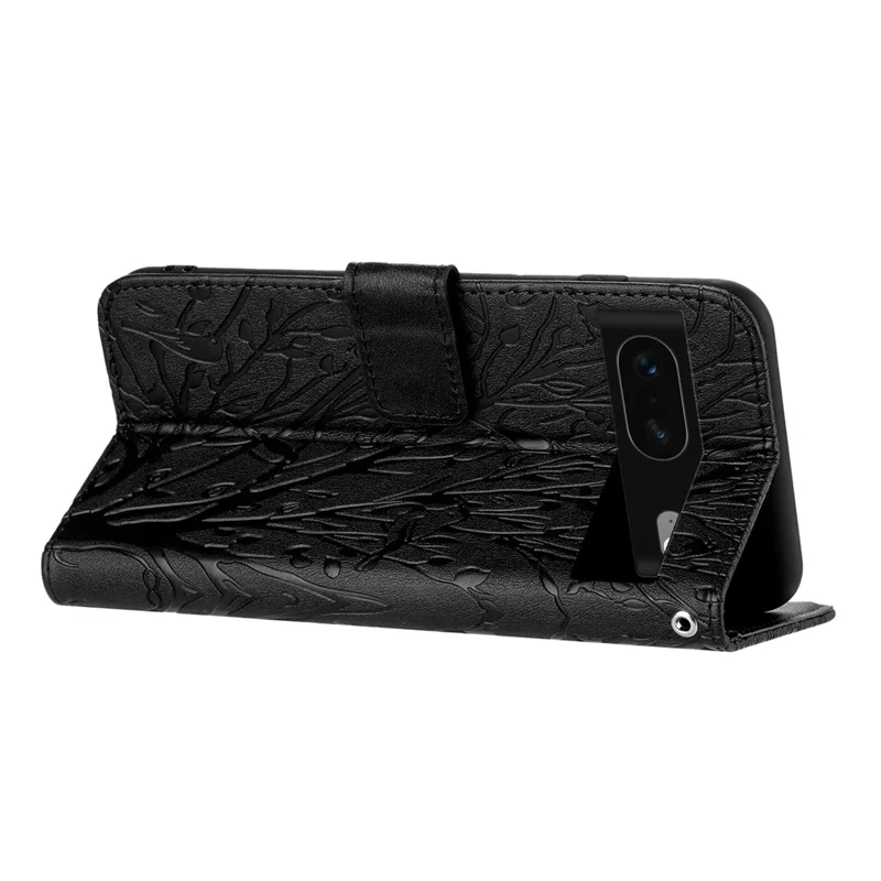 For Google Pixel 7 5G Leather Case Imprinted Wallet Stand Anti-drop Phone Cover - Black