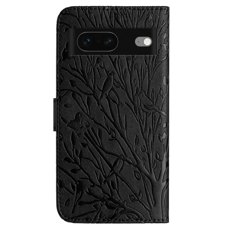 For Google Pixel 7 5G Leather Case Imprinted Wallet Stand Anti-drop Phone Cover - Black