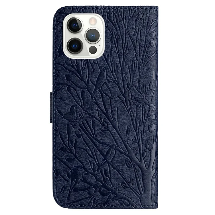 For iPhone 13 Pro Cover Imprinted PU Leather Wallet Cell Phone Case - Blue