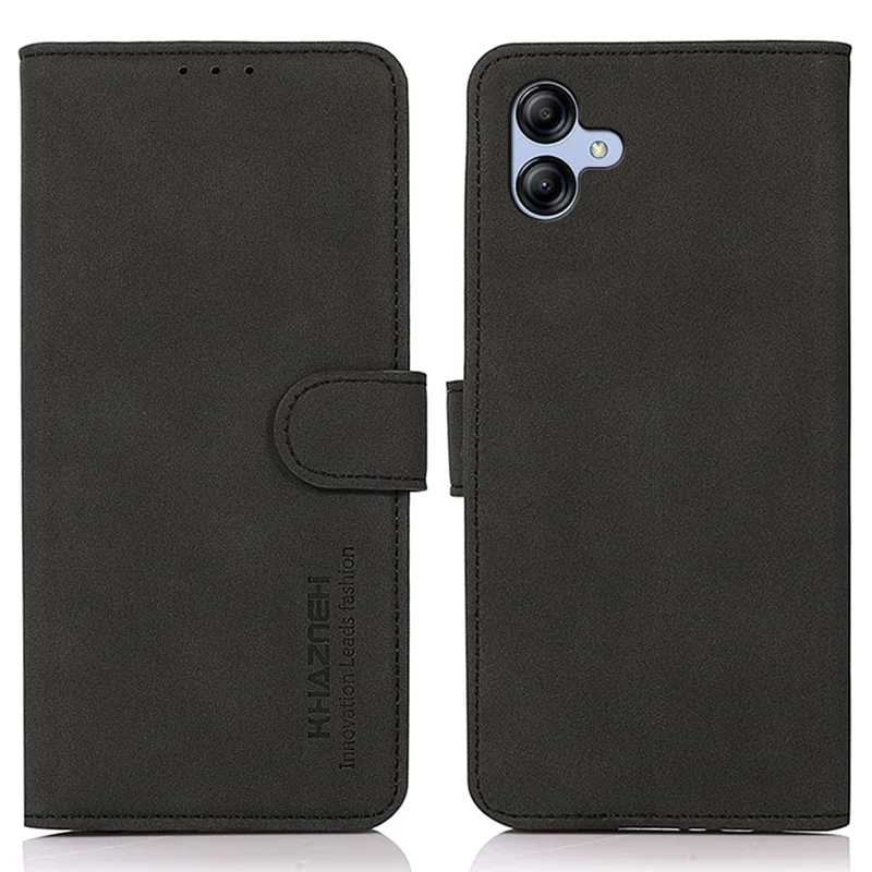 KHAZNEH For Samsung Galaxy A05 4G Case Textured Leather Mobile Phone Cover Wallet Stand Shell - Black
